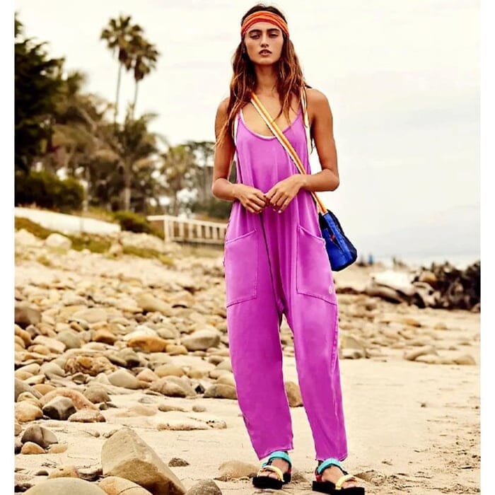 🌟Summer Sale- 49% OFF❤️🔥Solid V-Neck Sling Pocket Jumpsuit