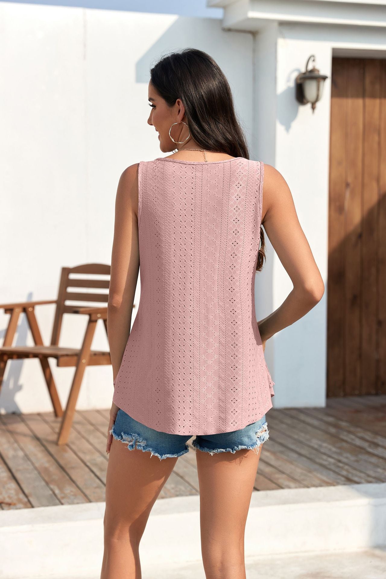 🔥Hot Sale 50% OFF💥Buy 2 Get 10% Off🔥Womens Tank Tops Sleeveless EyeletEmbroidery Scoop Neck Loose Fit Casual SummerFlowy