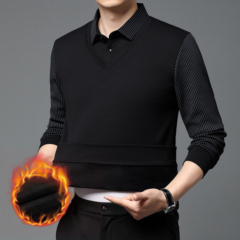 🔥30% off🔥Striped Lapel Fake Two-piece Shirt