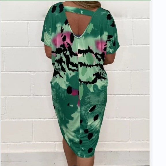 🔥Round Neck Loose Casual Leopard Print Dress🌷