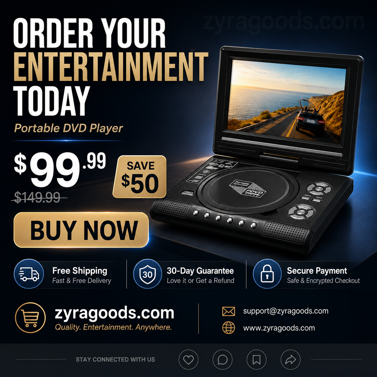 ๐บ 7.8" HD Portable DVD/EVD Player โ Large Screen, Rechargeable & Compatible with DVD/CD/USB/SD โ Perfect for Home & Travel