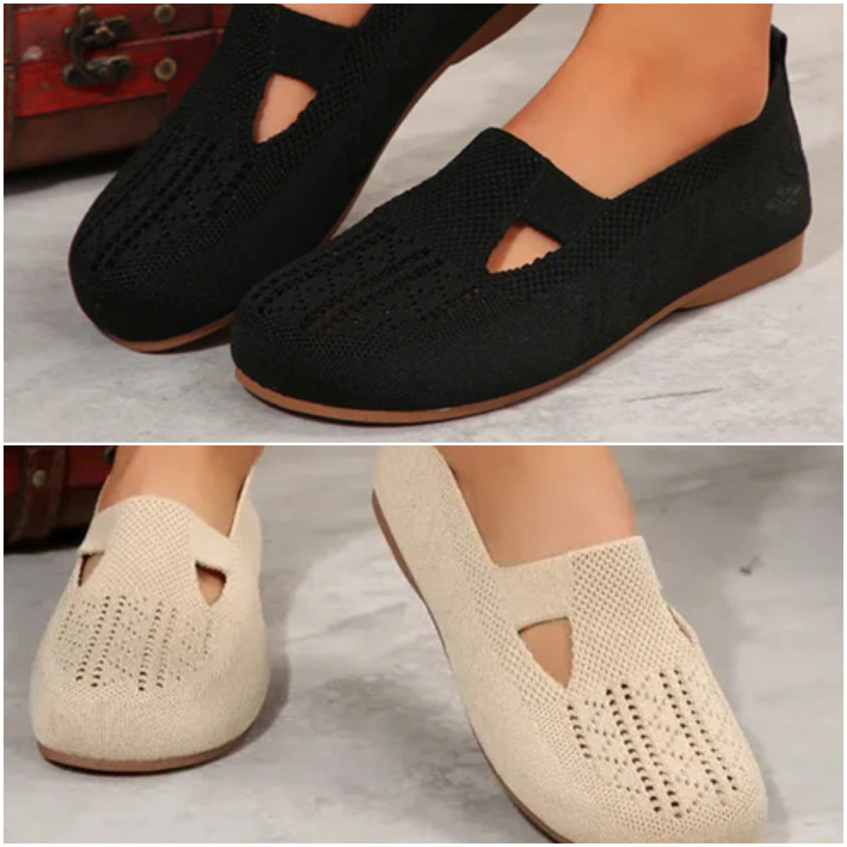 Women Walking Comfortable Breathable Knit Flats Shoes