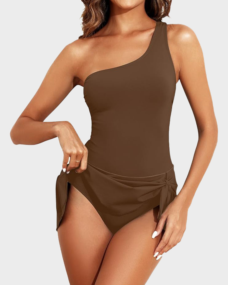 ⛱️Last Day Sale 49% OFF🔥One Shoulder Skirted One Piece Swimsuit