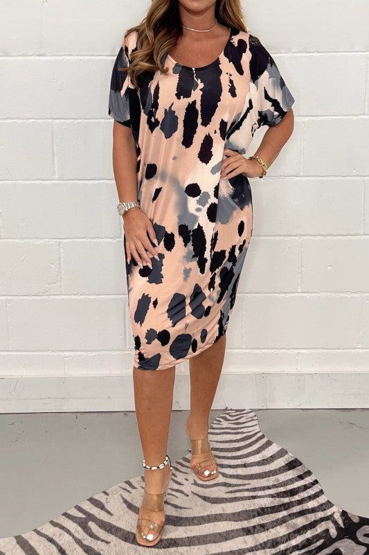 🔥2025 HOT SALE🔥 Round Neck Loose Casual Leopard Print Dress