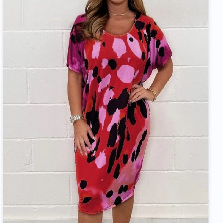 🔥2025 HOT SALE🔥 Round Neck Loose Casual Leopard Print Dress