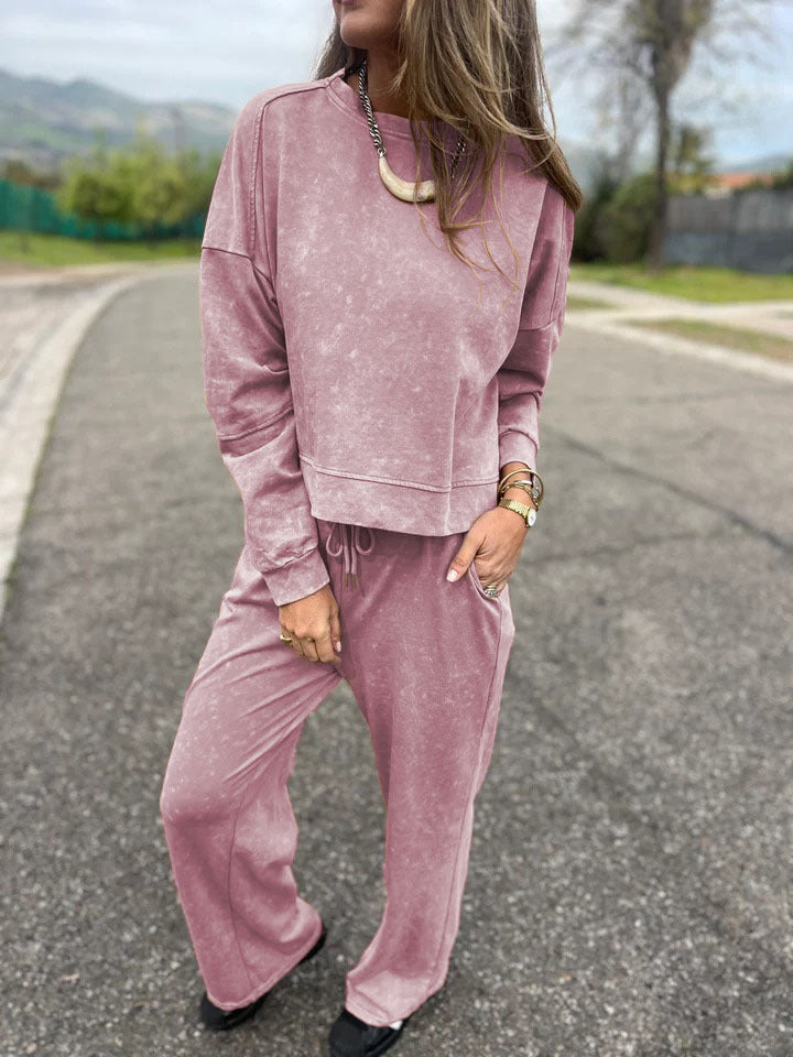 Women's Crewneck Sweatshirt & Drawstring Pants Set
