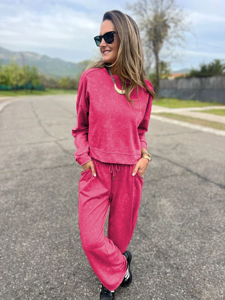 Women's Crewneck Sweatshirt & Drawstring Pants Set