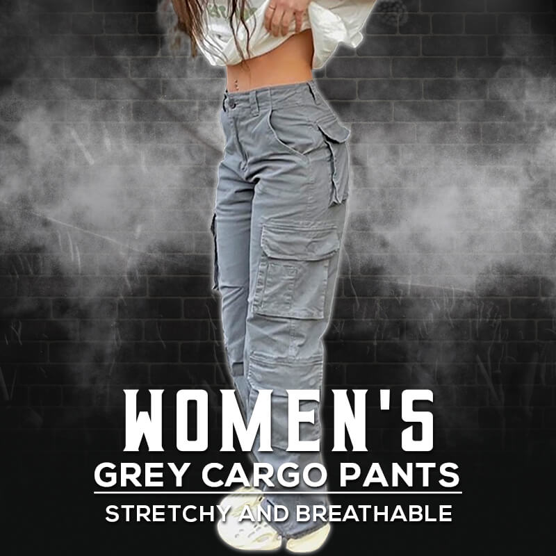 Grey cargo pants for women