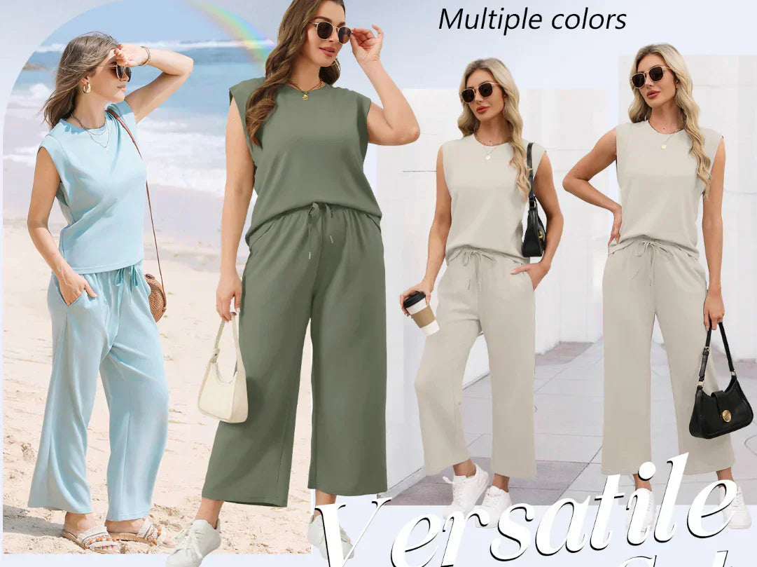 💕Hot Sale 60% OFF🔥New Women's Sleeveless Top & Wide-Leg Pants Set