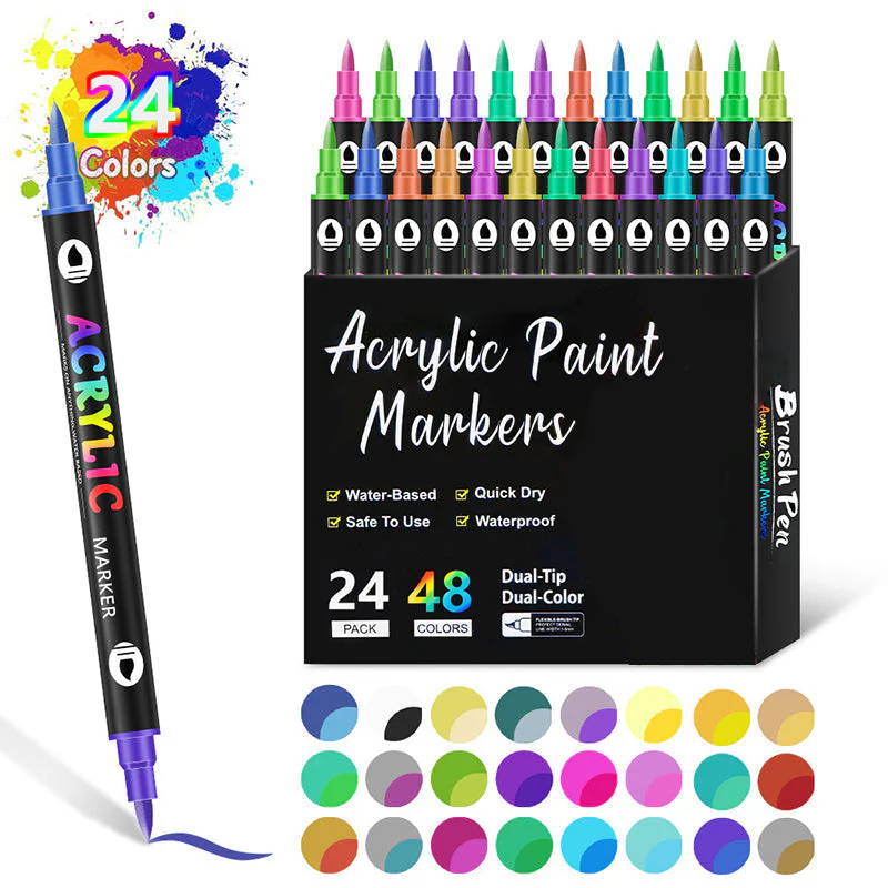 🌈🖌️Dual Tip Acrylic Paint Pen Marker✨🎨