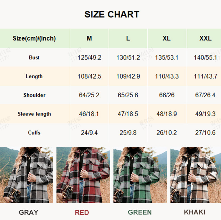 💥Limit Time 49% OFF💕Women's Plaid Print Long Sleeve Warm Tweed Coat