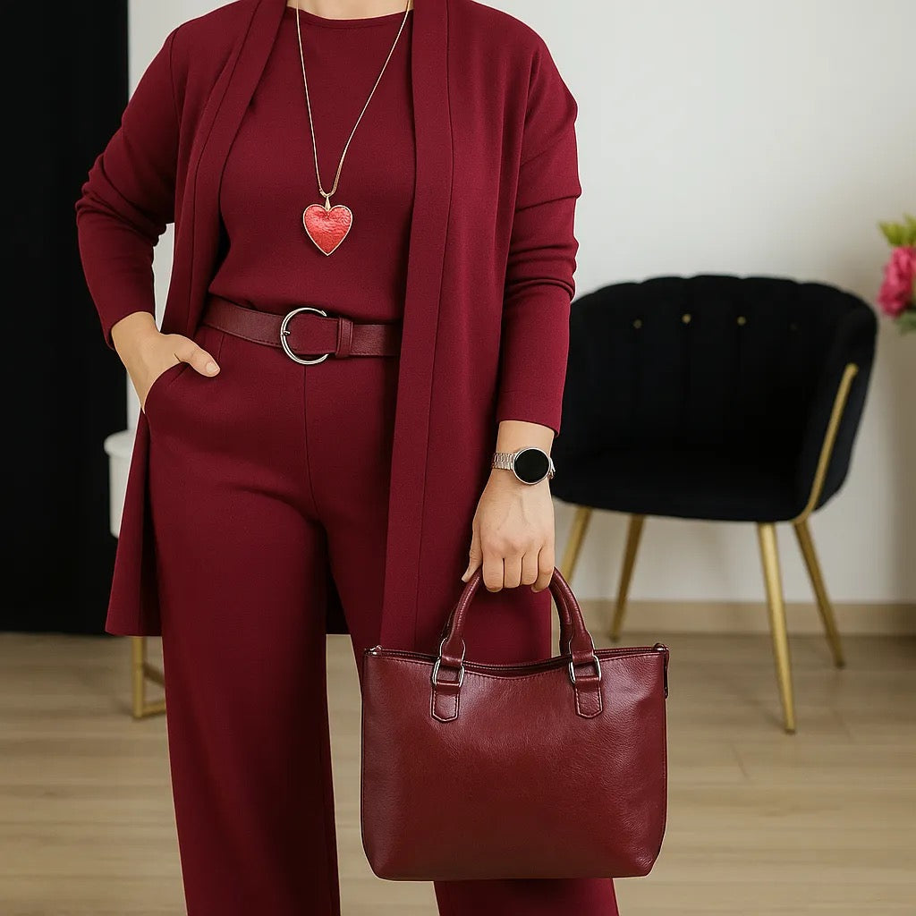 š„Last day offer: 50% off-Elegant Longline Cardigan & Top & Pants 3-Pieces Set