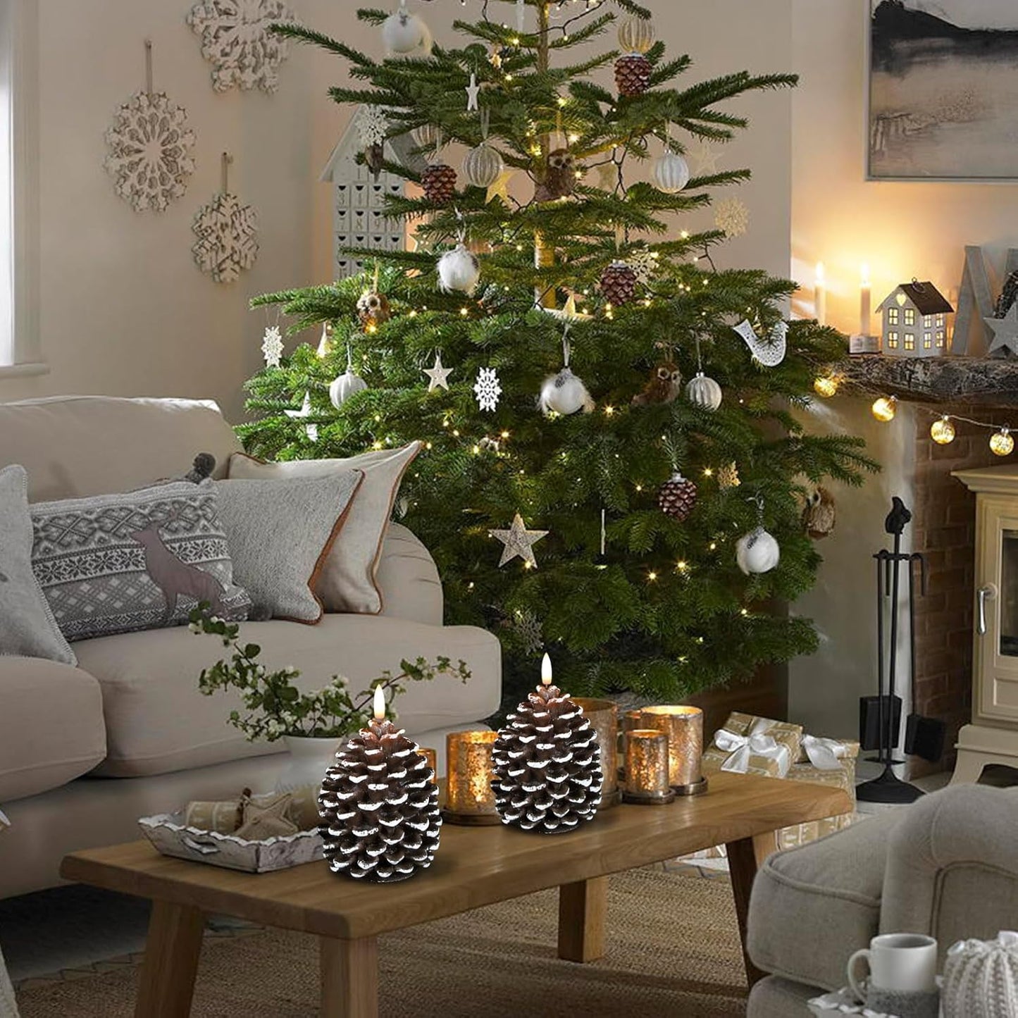 ⛄Christmas Special Sale🔥Flameless Pinecone Candles Battery Operated