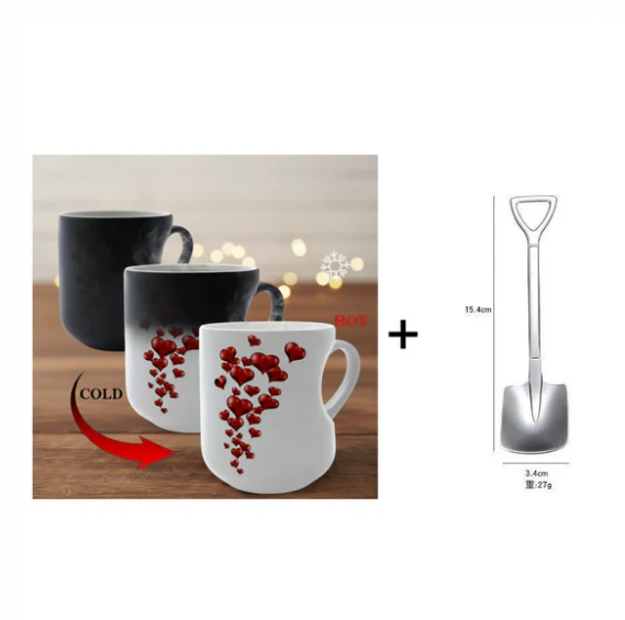 📢📢50% OFF !!!⏰Color Changing Heart Handle Ceramic Mug for Valentine's Day