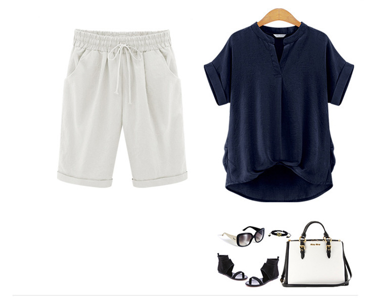 🔥Summer Hot Sales - 50% OFF🔥Plus Size Solid Color Elastic Waist Loose Cropped Shorts