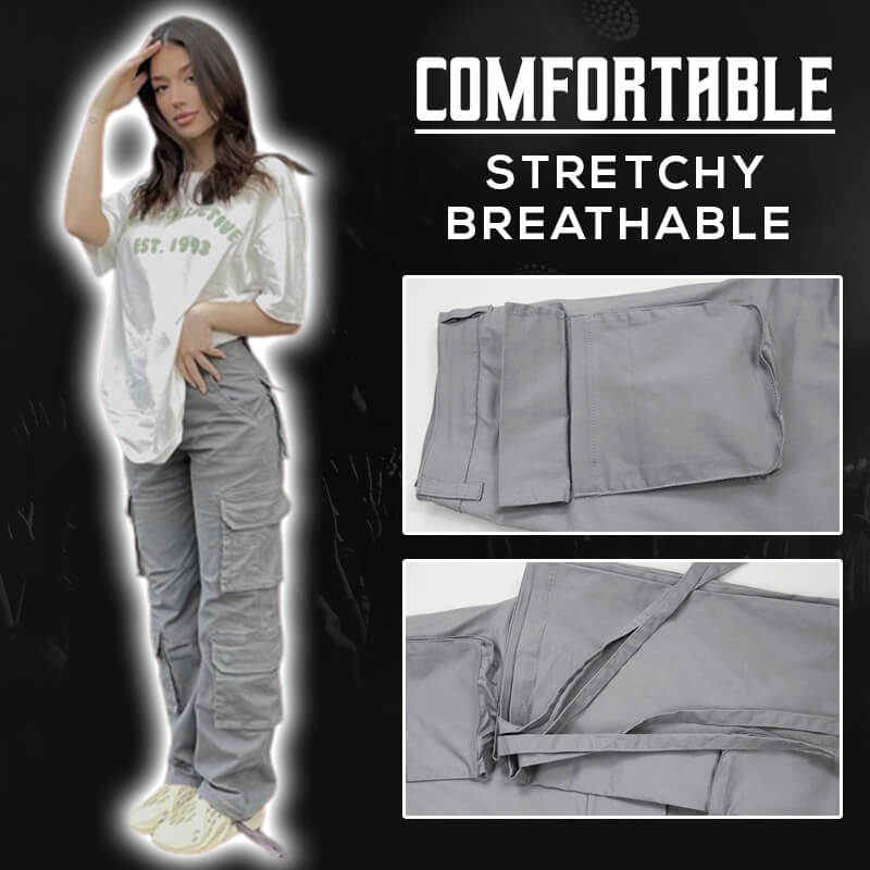 Grey cargo pants for women