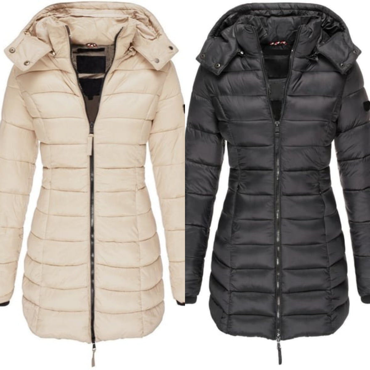 Winter women's mid-length padded jacket warm hooded jacket