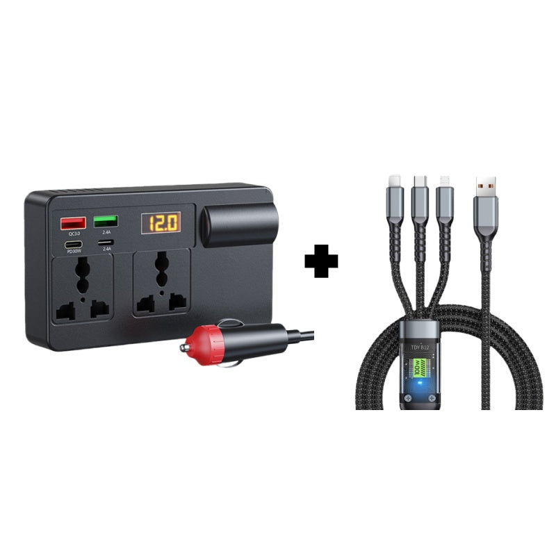 🔥Hot Sale Offers-Portable Car Inverter 12V/24V to 220V with Digital Display
