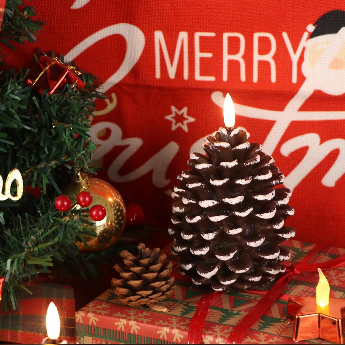 ⛄Christmas Special Sale🔥Flameless Pinecone Candles Battery Operated