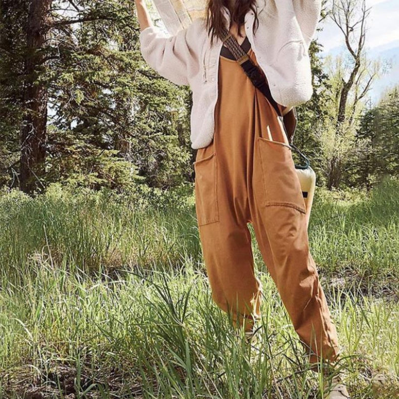 🌟Summer Sale- 49% OFF❤️🔥Solid V-Neck Sling Pocket Jumpsuit