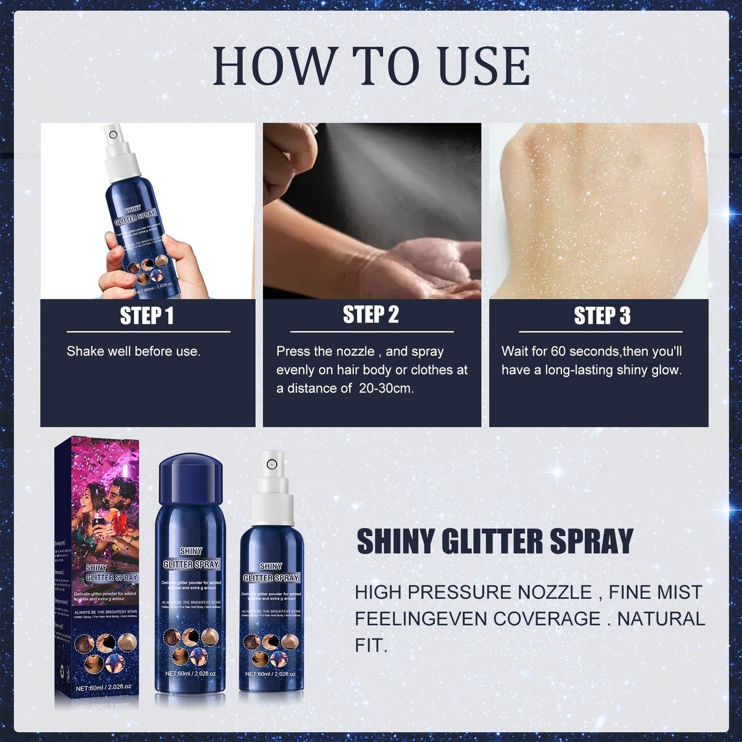 š„Hot SalešWaterproof Glitter Spray Stage Party Hair and Clothes