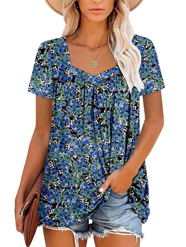 ⏰Hot Sale 50% Off-Women's Summer Pleated Printed Short-Sleeves(🔥Buy 2 get 5% off & Free shipping)