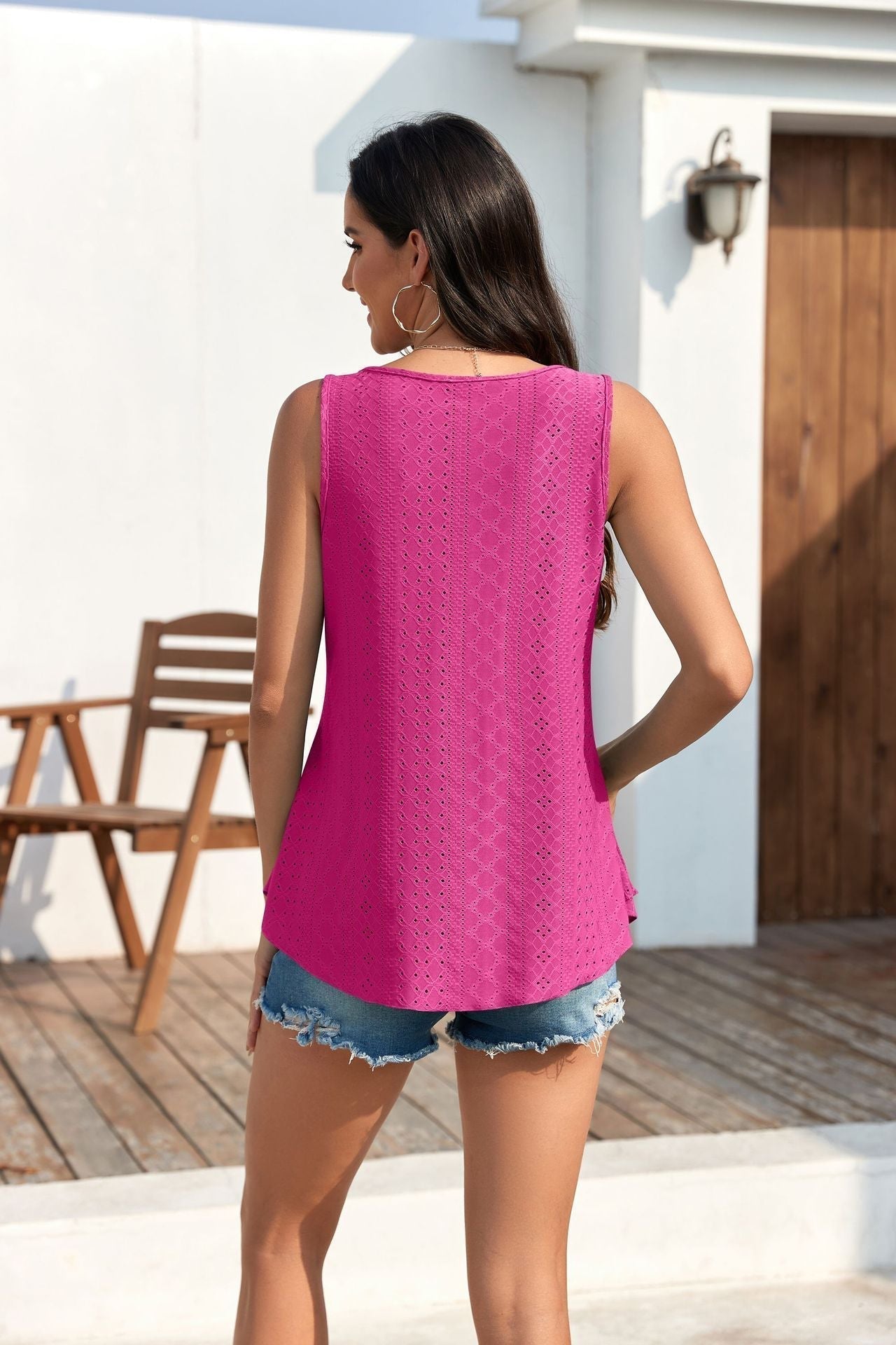 🔥Hot Sale 50% OFF💥Buy 2 Get 10% Off🔥Womens Tank Tops Sleeveless EyeletEmbroidery Scoop Neck Loose Fit Casual SummerFlowy