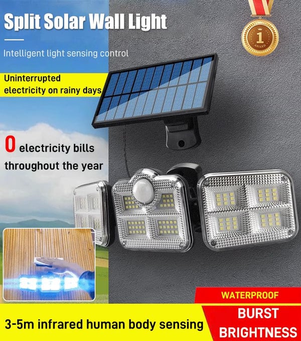 🎁Hot Sale 49% OFF🔥Solar Outdoor Lights 138LED Security Lights,3 Heads Dimmable SpotLights with 3 Modes,IP65 Waterproof