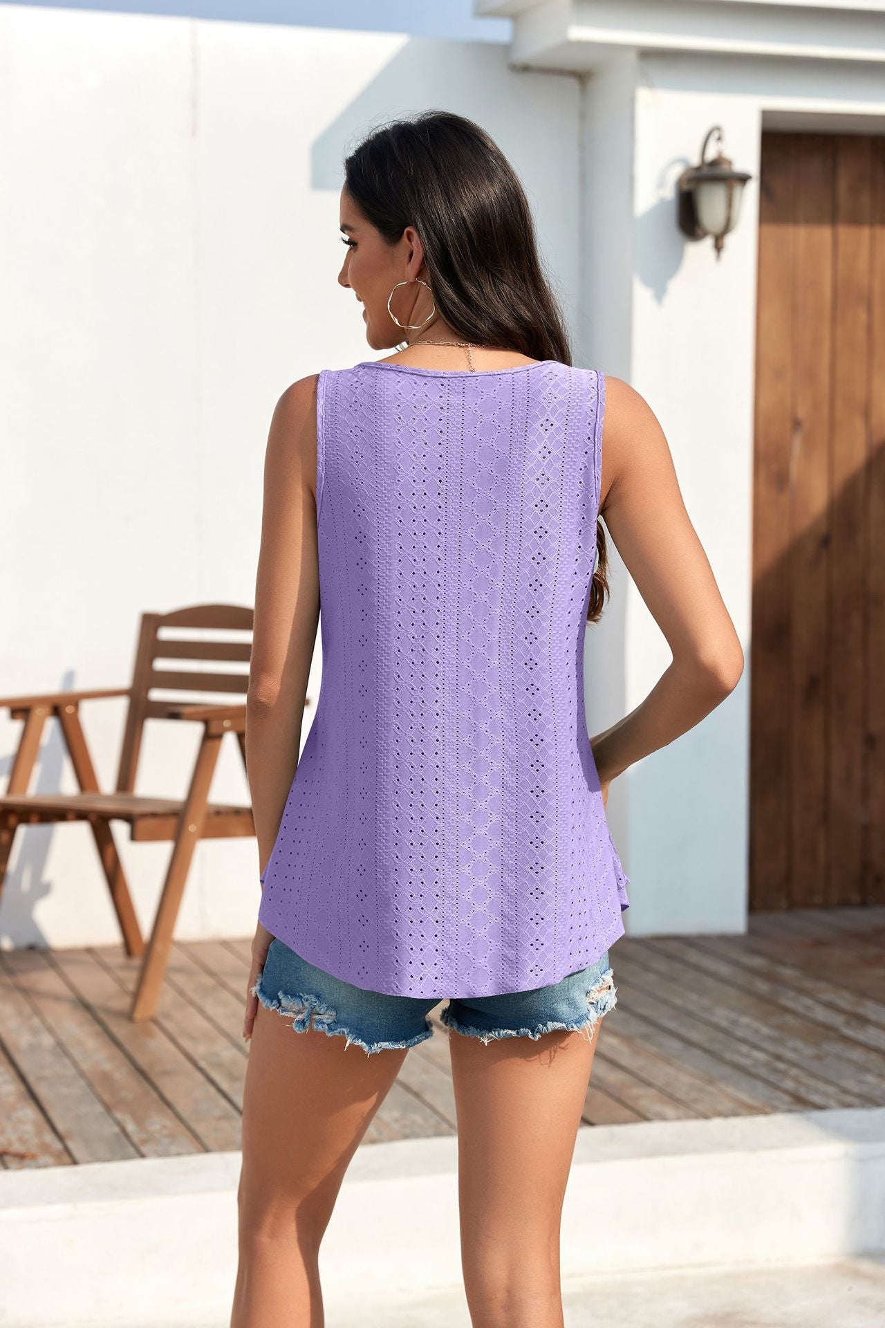 🔥Hot Sale 50% OFF💥Buy 2 Get 10% Off🔥Womens Tank Tops Sleeveless EyeletEmbroidery Scoop Neck Loose Fit Casual SummerFlowy