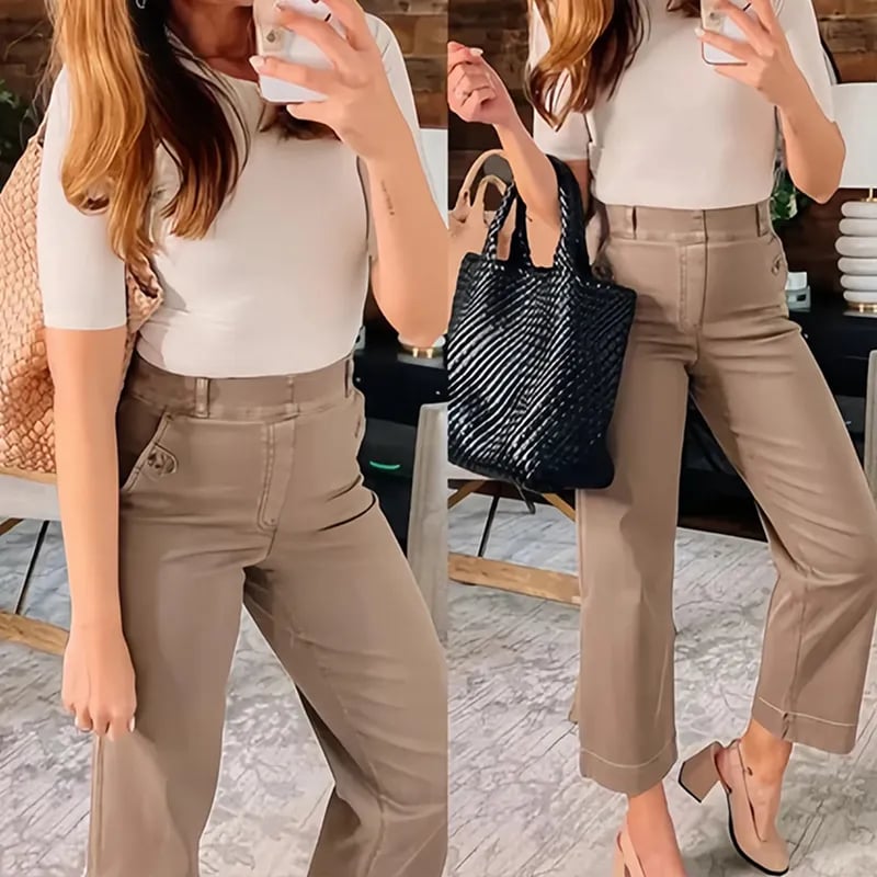 ⏳ Limited time 50% off! 💥Stretch Twill Cropped Wide Leg Pants | High Waist + Stretch Twill(The more you buy, the higher the discount)