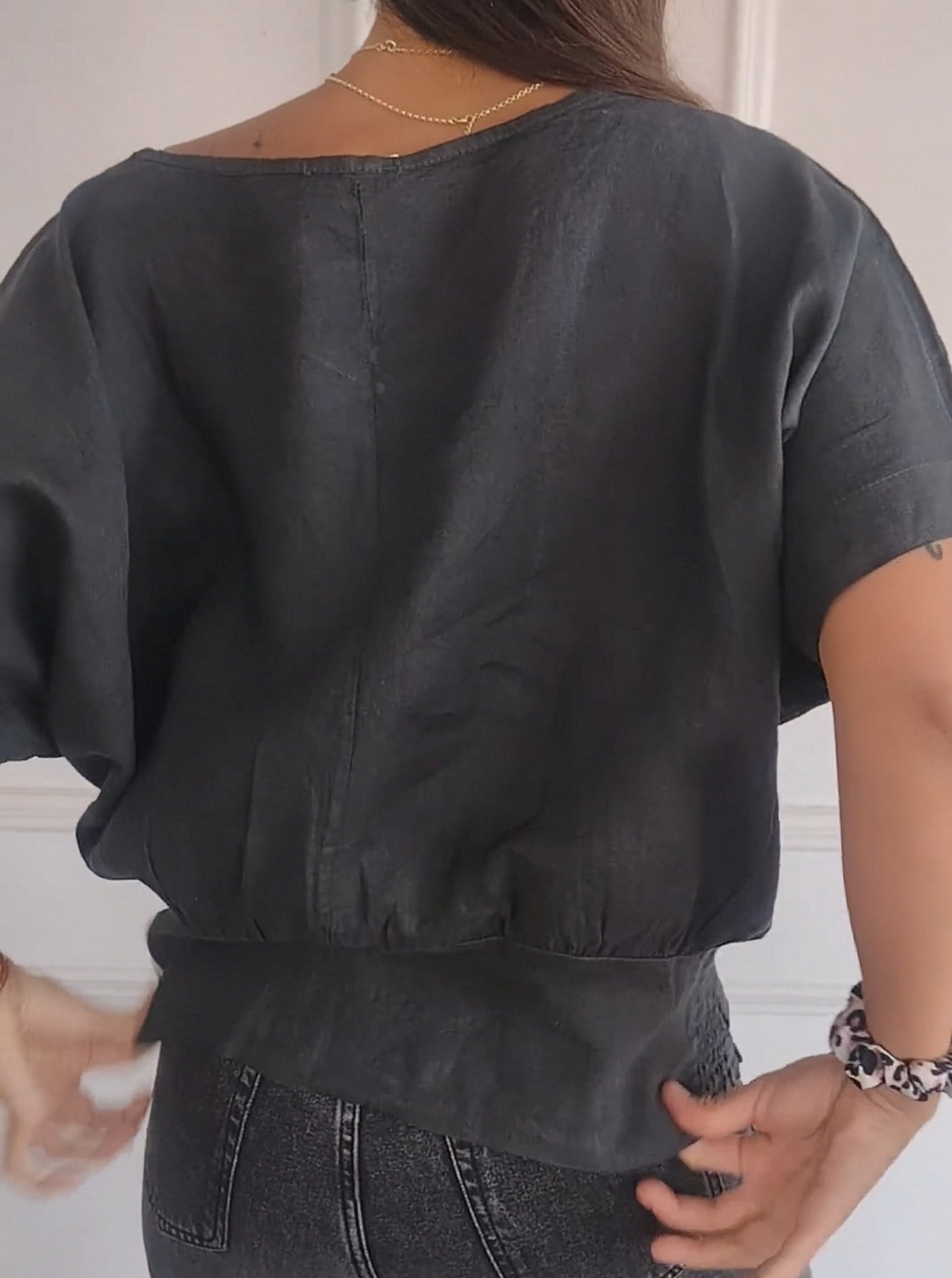 Simple Solid Color V-Neck Half-Sleeve T-Shirt