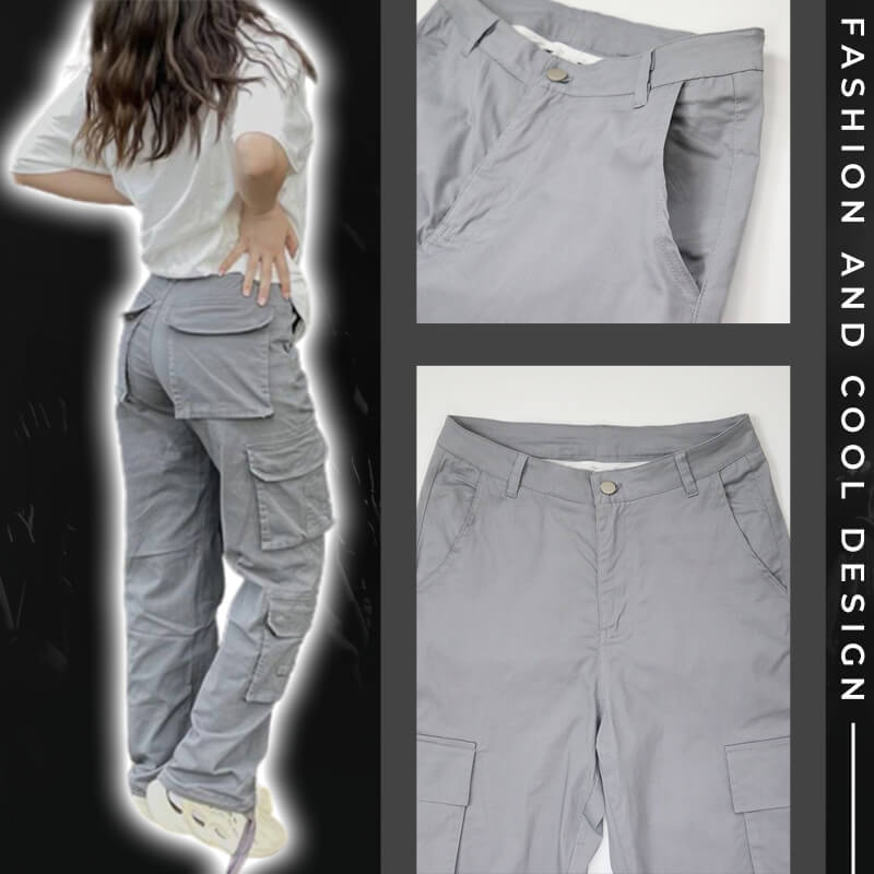 Grey cargo pants for women