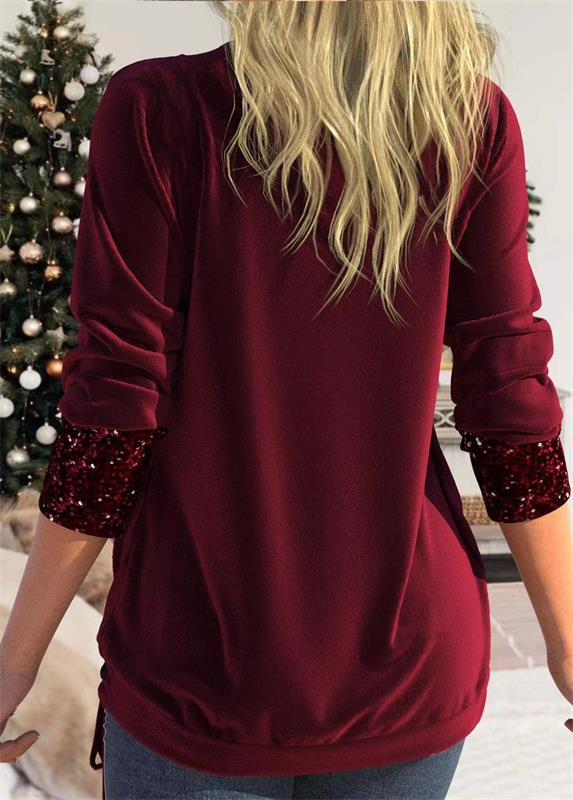 🎁Christmas discount 50% OFF🎄Sequin Loose Smocked Fake Two-Piece Top