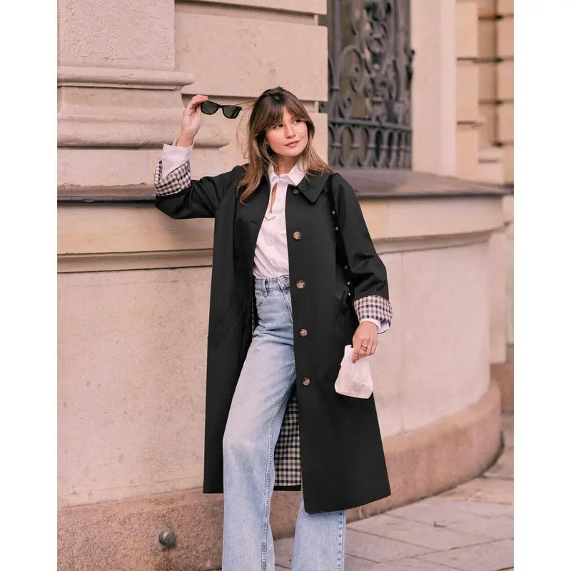 💗LAST DAY - PROMOTION💗Imily Bela Women's Long Trench Coat Single Breasted Oversized Windproof Overcoat Fashion Outerwear