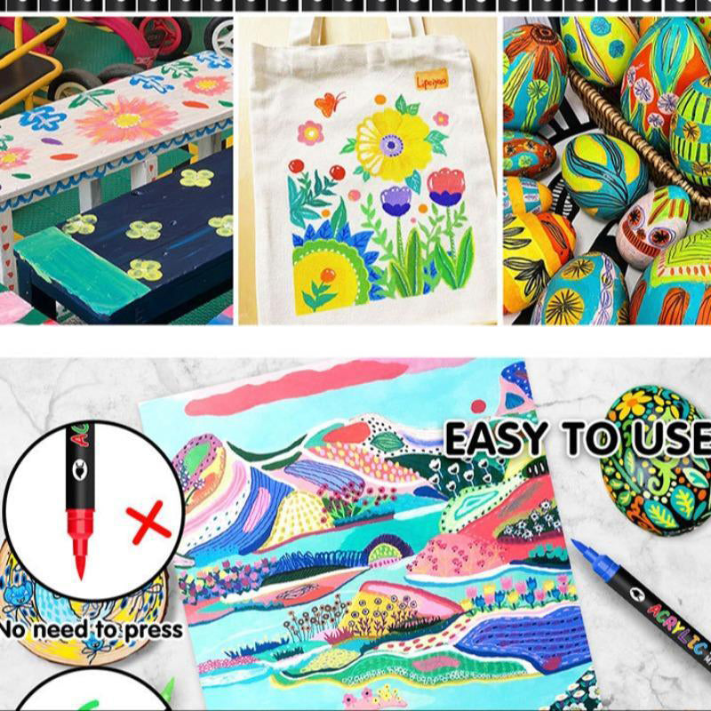 🌈🖌️Dual Tip Acrylic Paint Pen Marker✨🎨