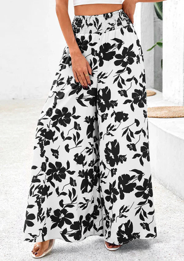 Floral Print High-Waisted Wide Leg Pants