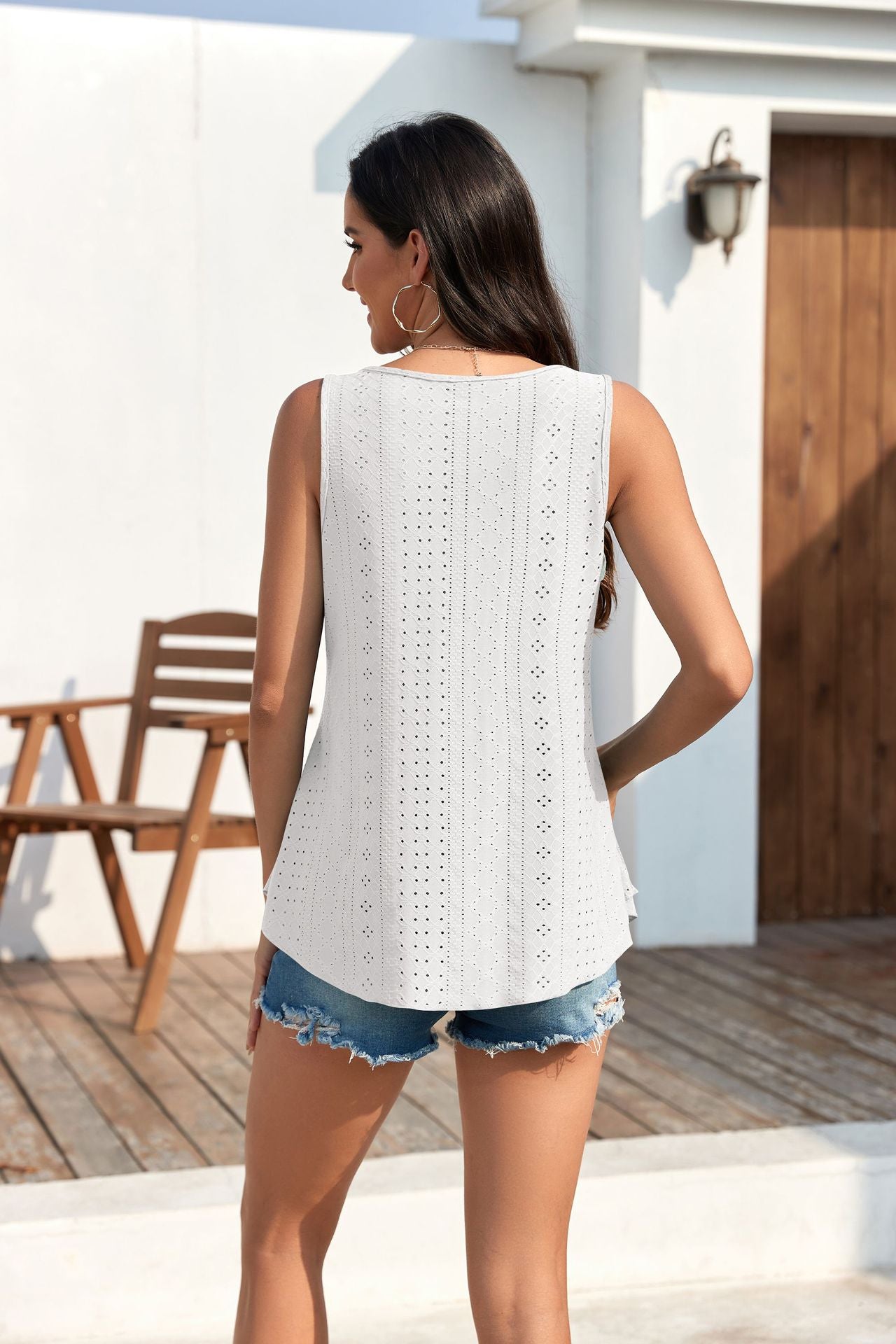 🔥Hot Sale 50% OFF💥Buy 2 Get 10% Off🔥Womens Tank Tops Sleeveless EyeletEmbroidery Scoop Neck Loose Fit Casual SummerFlowy