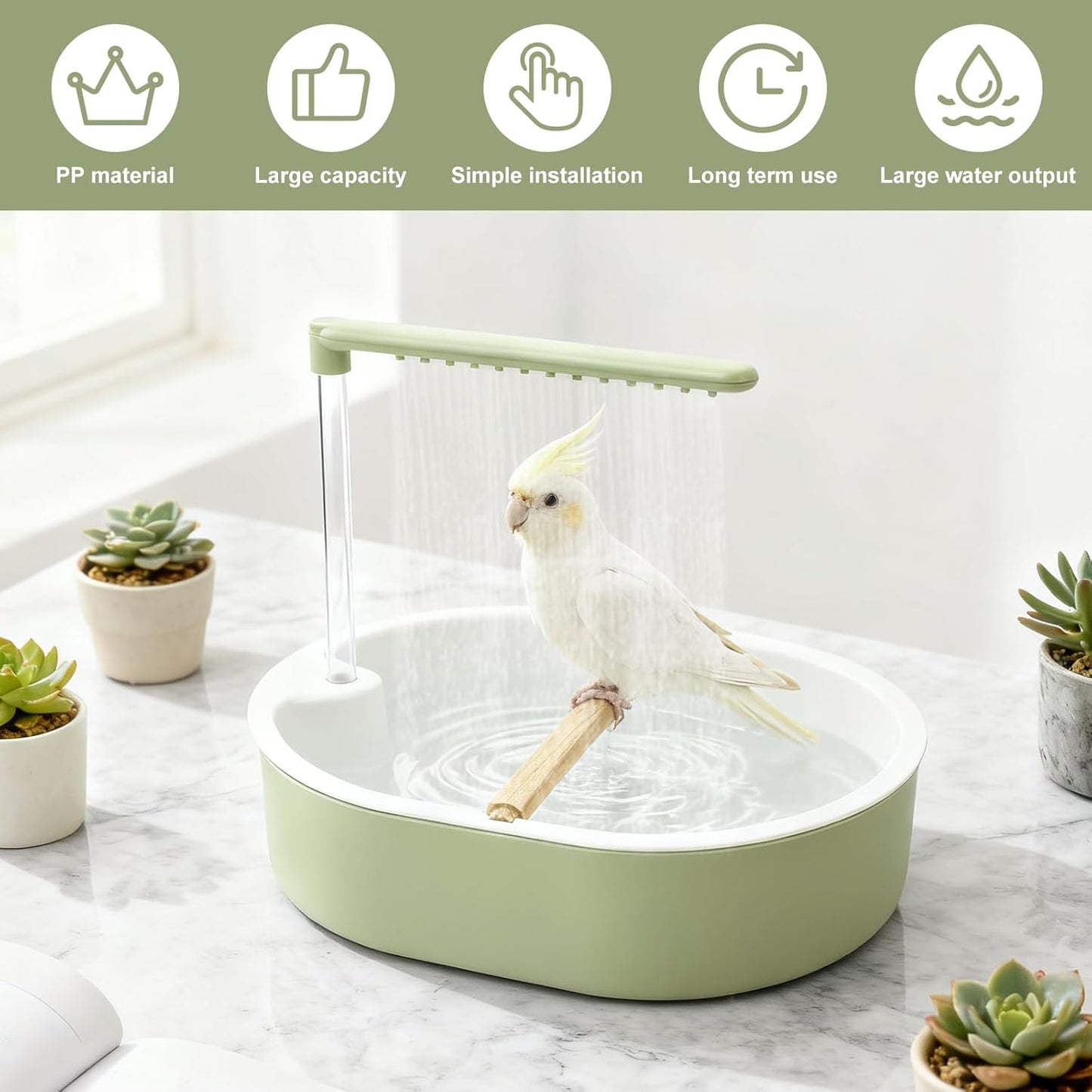 🔥Hot Deals-Automatic Bird Bath Shower with Faucet, USB-Powered Bird Bathtub for Bird