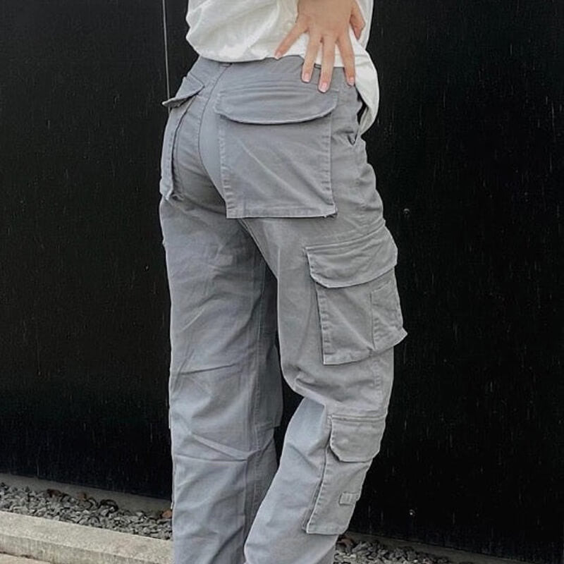 Grey cargo pants for women