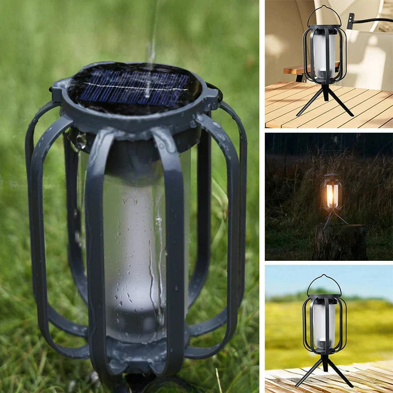 🔥Hot Sale 50% OFF🔥 Solar Lantern Outdoor Light with 4 Modes - USB Recharge Backup, Powerbank Function, Collapsible & Lightweight for Camping ⛺️