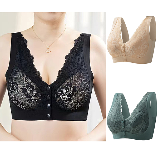 💕Buy 2 get 1 free-3PCS🥰Women's Wide-Strap Wire-Free Front Closure Bra