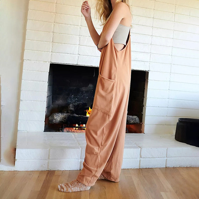 🌟Summer Sale- 49% OFF❤️🔥Solid V-Neck Sling Pocket Jumpsuit