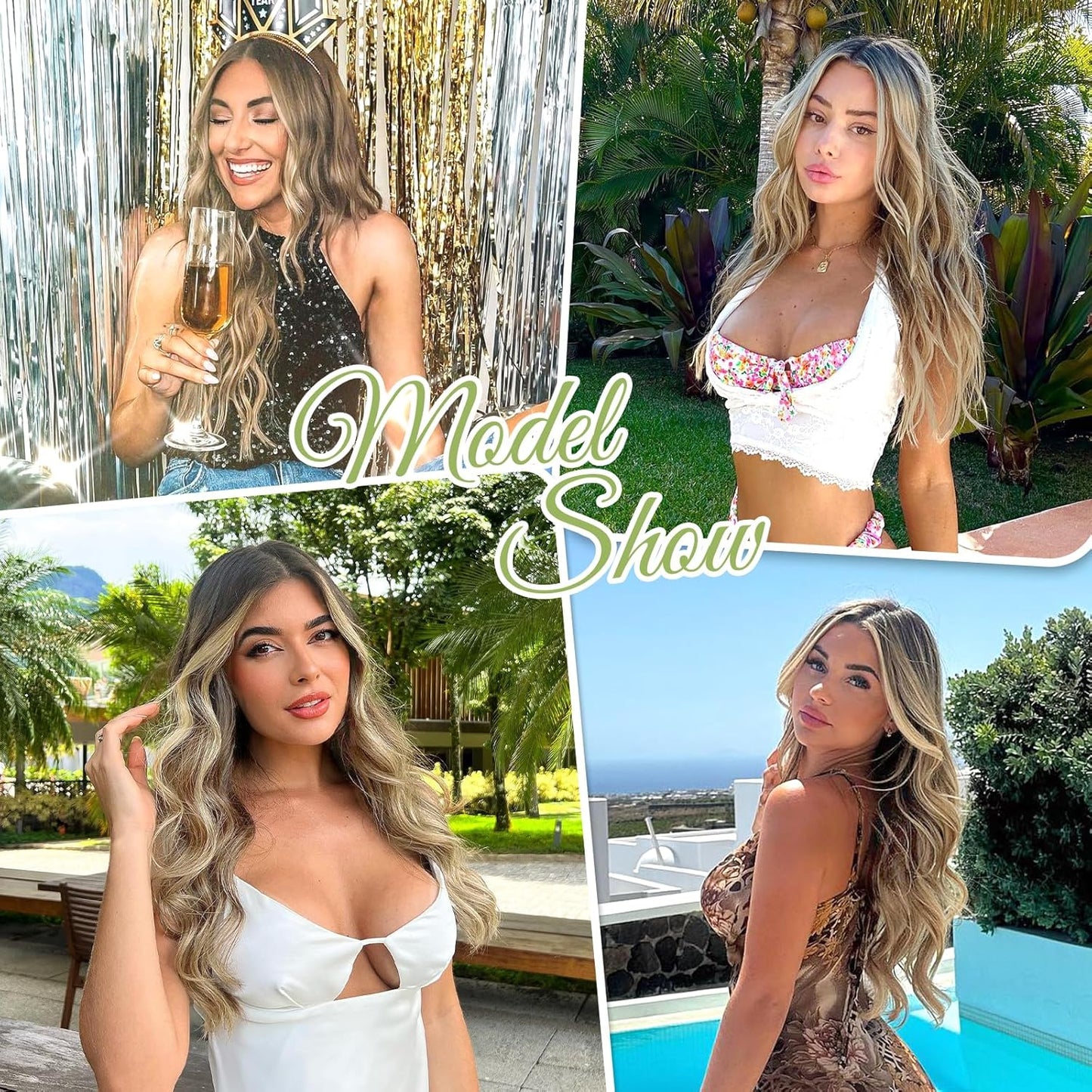 💖Hot Sales 50% OFF🤩Women's Gradient Long Wavy Hair Wig, One-Piece with Adjustable Fit💁