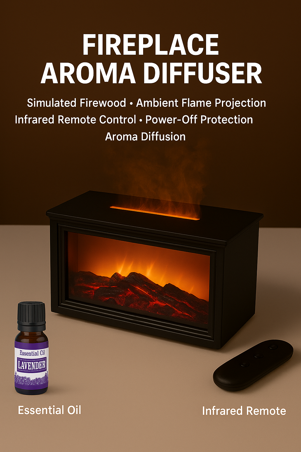 🔥 50% OFF – LAST DAY! 💦 Humidifier with fireplace effect – 7 LED colors and remote control, soothing atmosphere for home/office 🌙📦