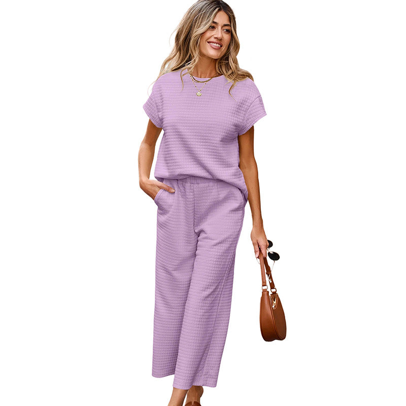 šSummer Fashion-50% OffāWomen's Casual Pullover Tops & Wide Leg Pants Set