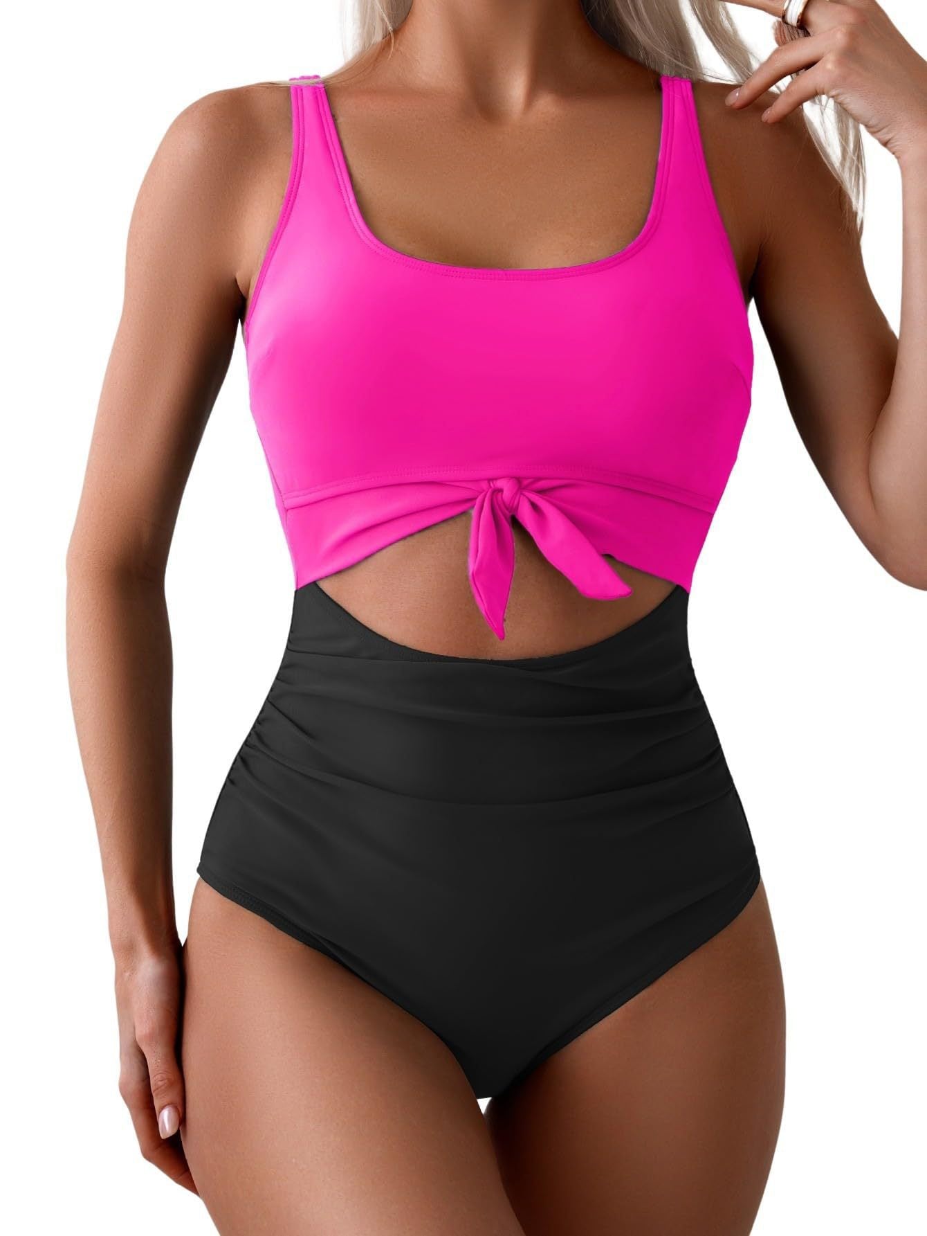 🔥2025 SUMMER 50% OFF🎁Ruched Tie-Knot Tummy Control One-Piece Swimsuit
