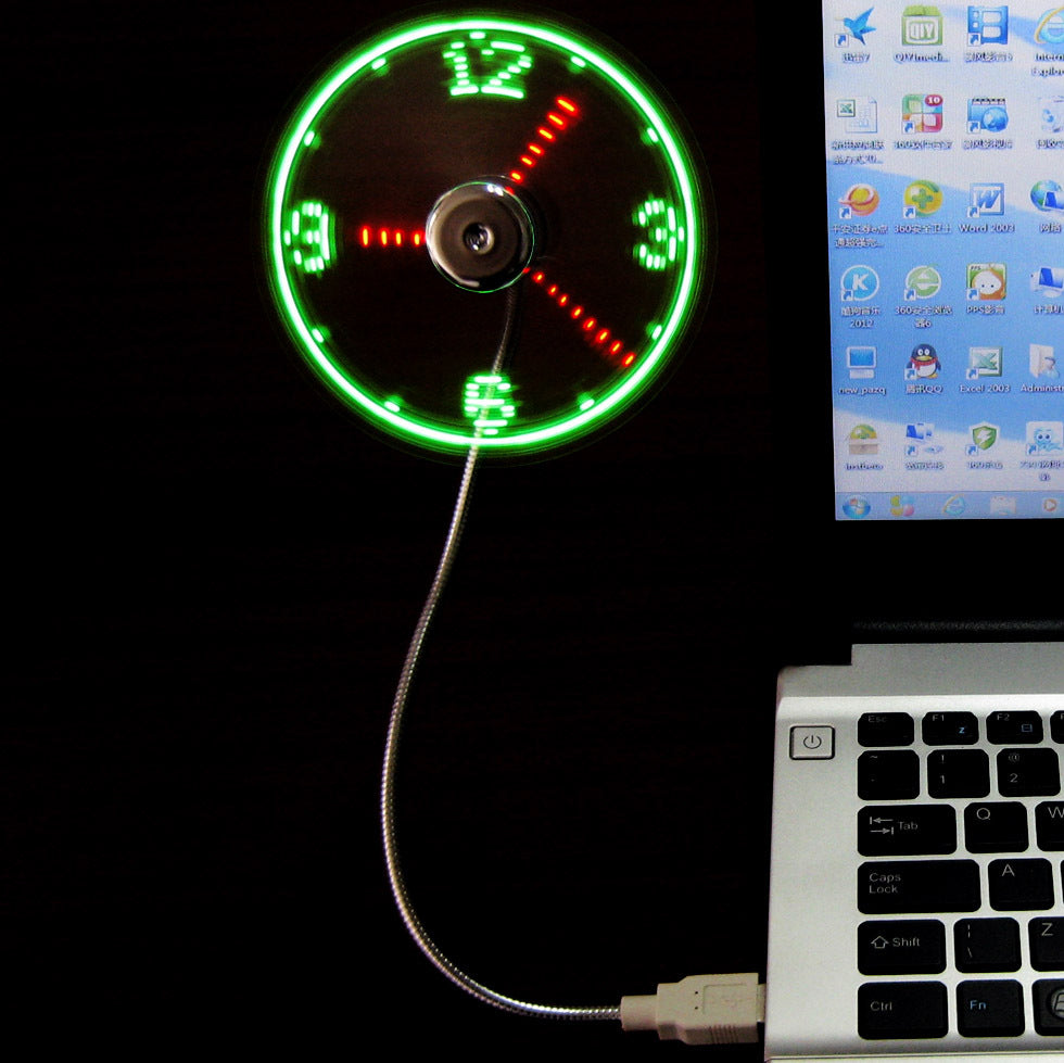 USB Fan LED Clock Light