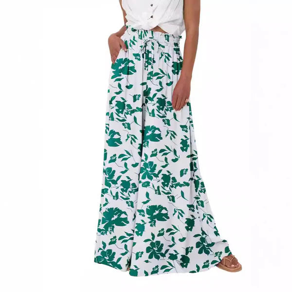 Floral Print High-Waisted Wide Leg Pants