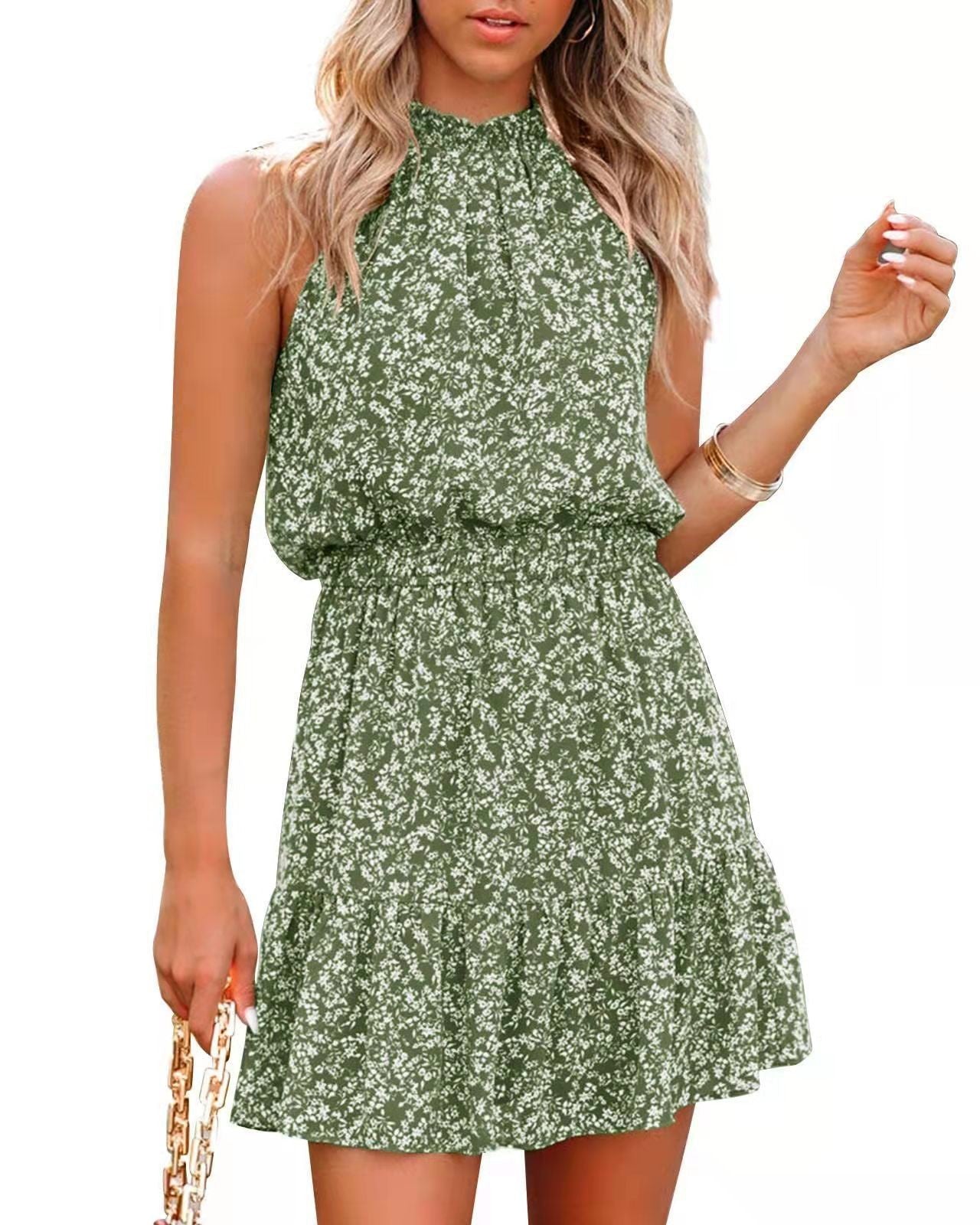 ⏰Hot Sale 49% Off💃2025 New Summer Halter Neck Pleated A Line Dress