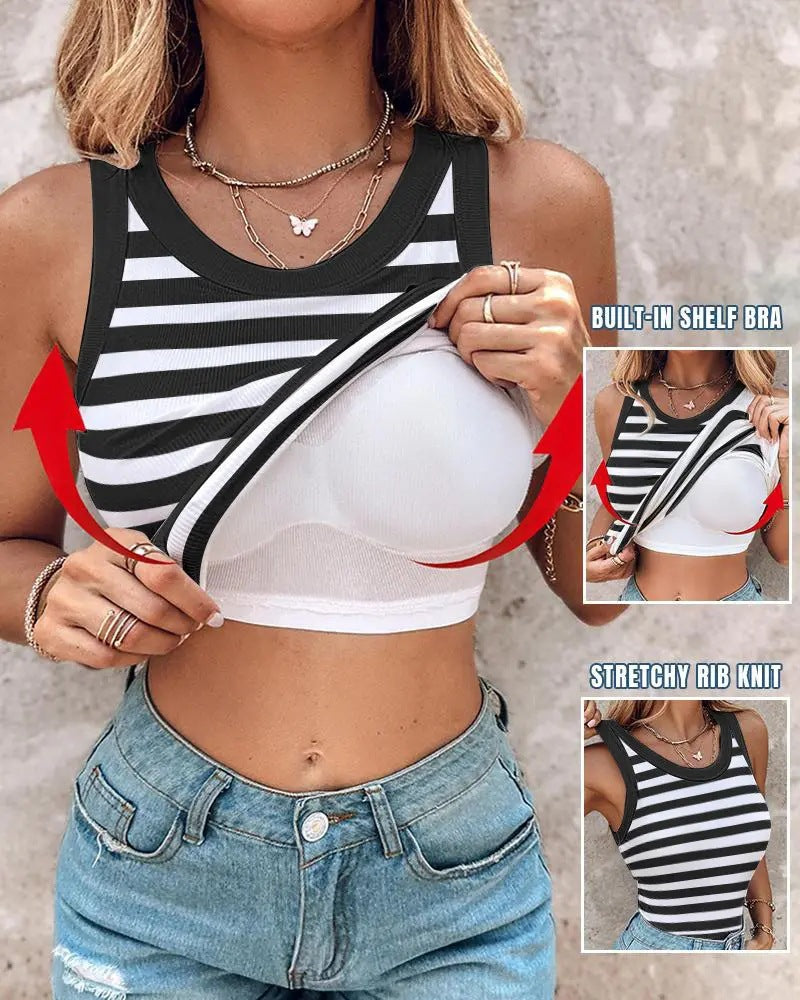 💖Ribbed Stretchy Tank Top with Shelf Bra